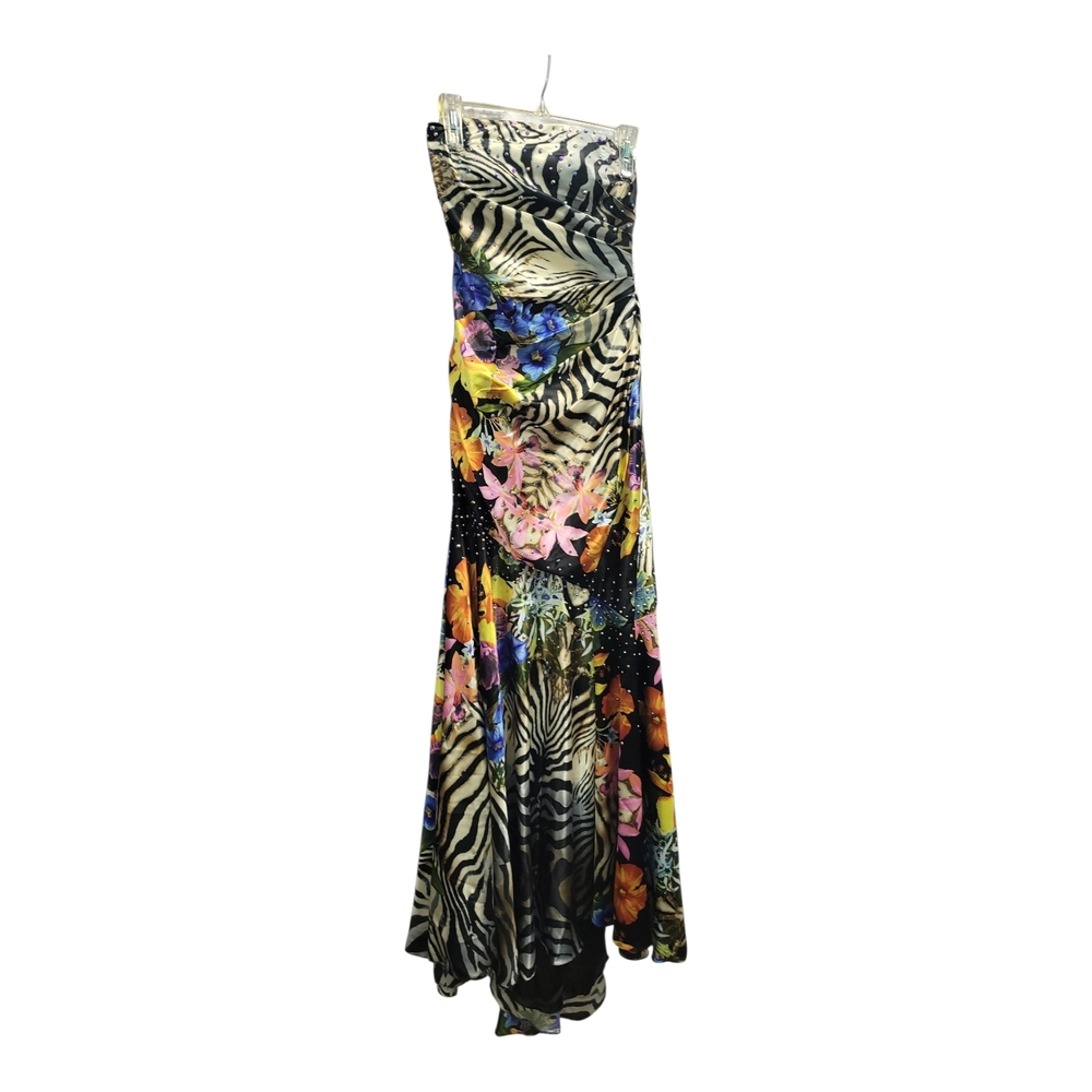 Night Moves Strapless Zebra Floral Dress